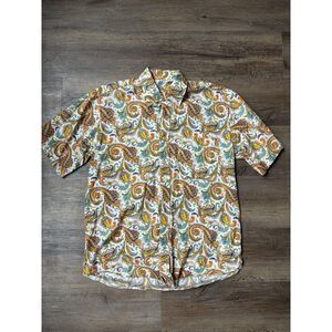 Men’s Multicolor Paisley Print Short Sleeve Button Down